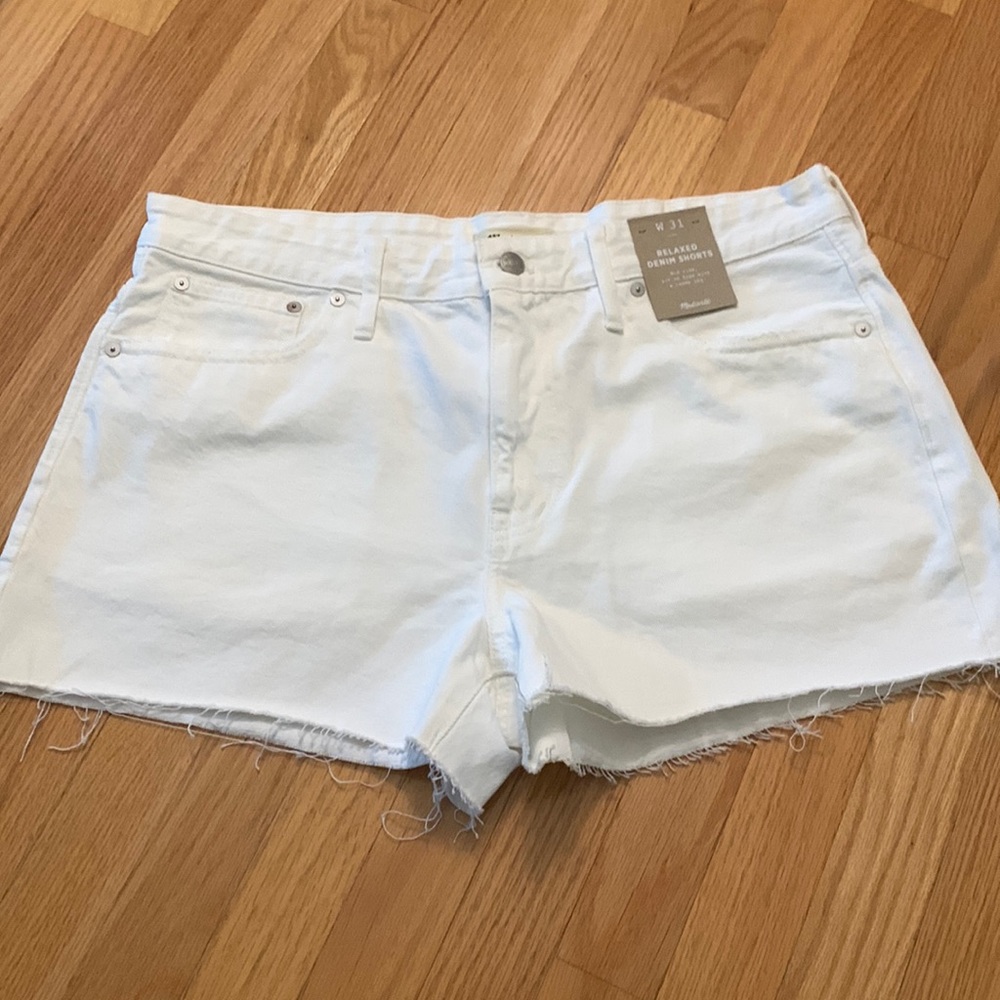 NWT Madewell Relaxed White Midrise Denim Shorts size 31